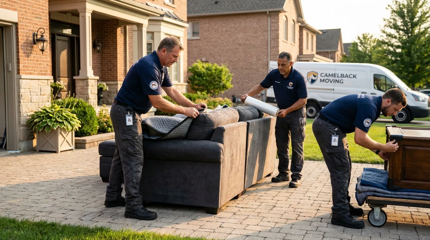 Large estate moving crew wrapping furniture in Glendale, AZ